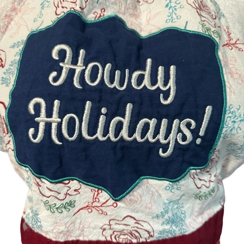 The Pioneer Woman Festive Floral Apron in Red and Blue